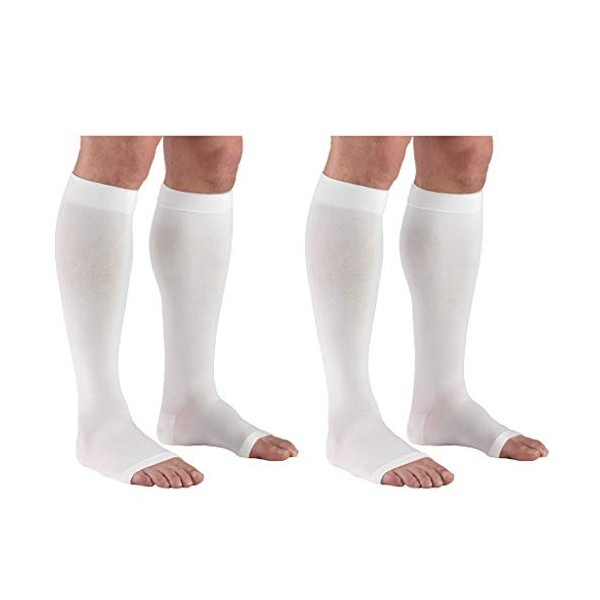 Truform Lot de 2 bas de compression à bout ouvert Blanc 30-40 mmHg Taille XXL