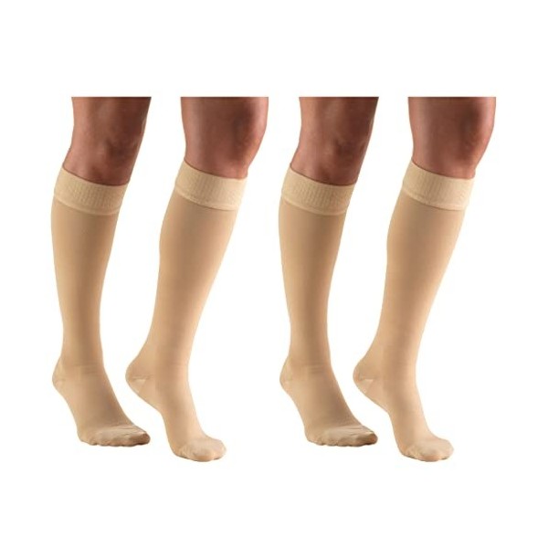 Truform Lot de 2 bas de compression à pois 30-40 mmHg Beige Taille S