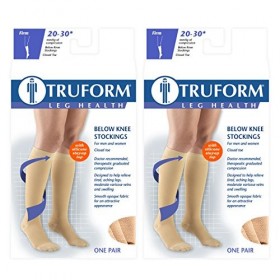 Truform Lot de 2 bas de compression à pois hauts de genou Beige 20-30 mmHg