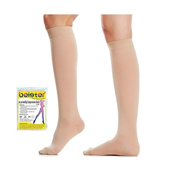 Beister Bas De Contention Homme & Femme, 20-30mmhg Contention Chaussettes Classe 2 Medicale Soutien Graduel Bas De Compressio...