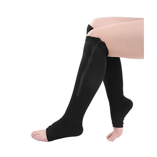 Bas de contention,Haofy 1 à Fermeture éclair Chaussettes de Compression pour Hommes et Femmes Chaussette de Contention pour V