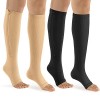 bropite Lot de 2 paires de chaussettes de compression à fermeture éclair pour mollet et bout ouvert C- noir/nude, L-XL 