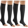 bropite Lot de 2 paires de chaussettes de compression à fermeture éclair pour mollet et bout ouvert C- noir/nude, L-XL 