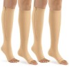 bropite Lot de 2 paires de chaussettes de compression à fermeture éclair pour mollet et bout ouvert C- noir/nude, L-XL 