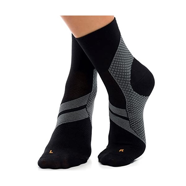 ZaTech Chaussettes de compression pour Fasciite Plantaire Blanc/Noir, M, 39-41 