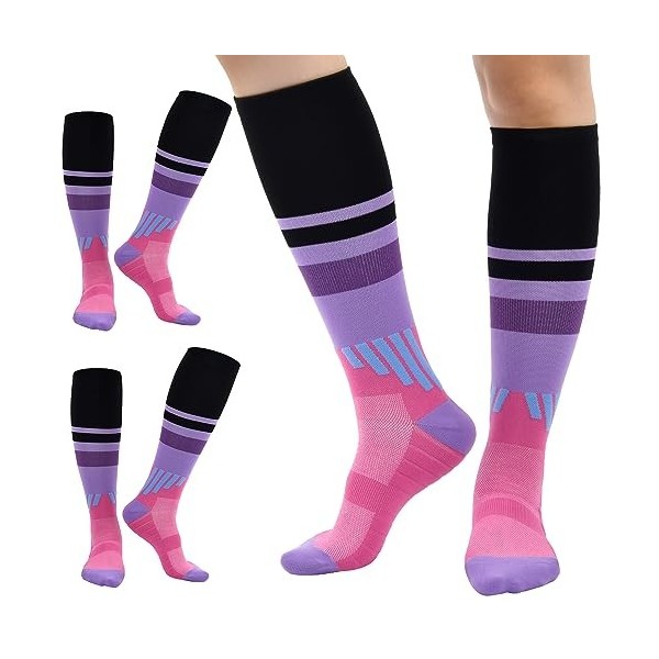 cheap4uk 2 Paires Chaussettes De Contention Femme Homme 15~20mmhg Courir Rouler Femme Enceinte Chaussettes De Compression FR