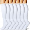 Bas de compression 7 paires pour femmes et hommes : médical, soins, course et fitness, Blanc., Small - Medium