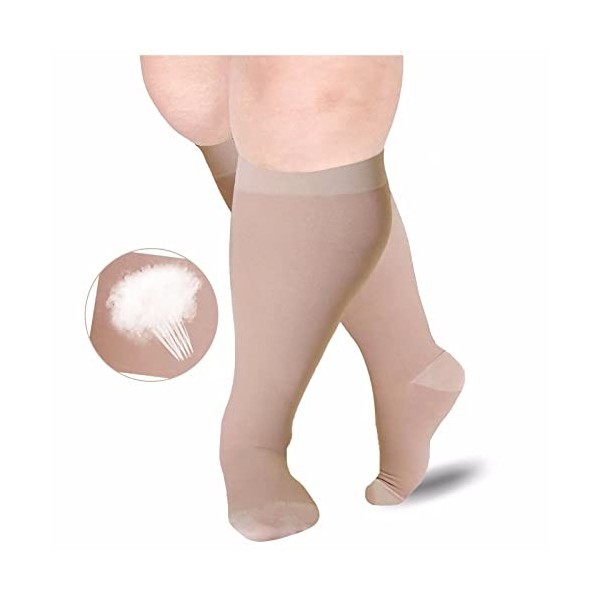 JiaHan Chaussettes de Compression Grande Taille XL-7XL, Mollet Large pour Femmes et Hommes Bas de Compression de Soutien médi