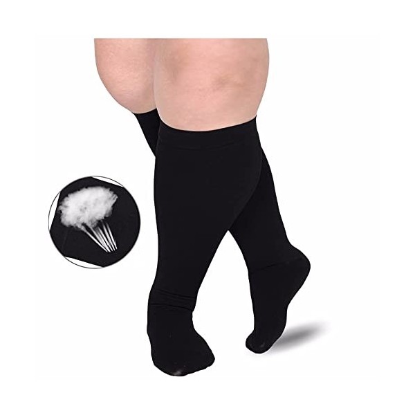 JiaHan Chaussettes de Compression Grande Taille XL-7XL, Mollet Large pour Femmes et Hommes Bas de Compression de Soutien médi