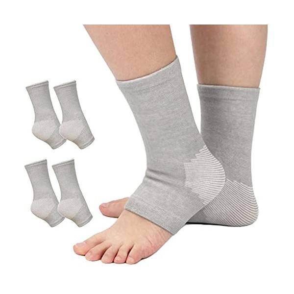 2 paires de manchons de pied en bambou compressés, chaussettes de compression en bambou à bout ouvert anti-fatigue pour dormi