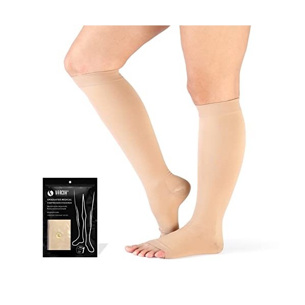 VARCOH Bas de Contention Femme,Taille Plus S-4XL Chaussettes de Contention Homme/Femme 20-30 mmHg, Idéales pour les Varices