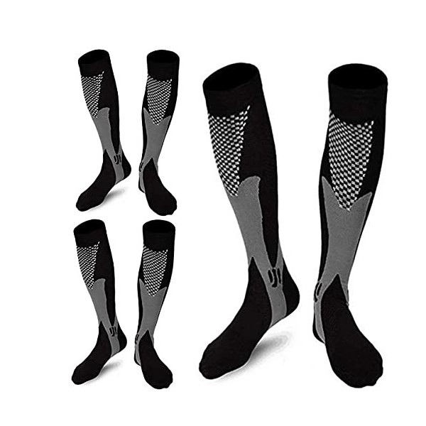 Gcbiger Chaussettes de compression 3 paires pour homme Circulation 20-30 mmhg Bas de compression médicale XXL, Noir 