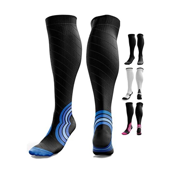 aZengear Chaussette de Compression Femme et Homme 20-30mmHg Classe 2 Bas de Contention Mollet Medical Sport Running de Vol 