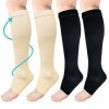 ACWOO Bas De Compression Pied Ouvert Homme & Femme, 2 Paires 15-20mmhg Contention Chaussettes, Chaussette de Contention Pied 