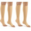 ASPCOK 2 paires 15-20mmHg chaussettes médicales de compression à glissière soutien de jambe à glissière unisexe genou ouver