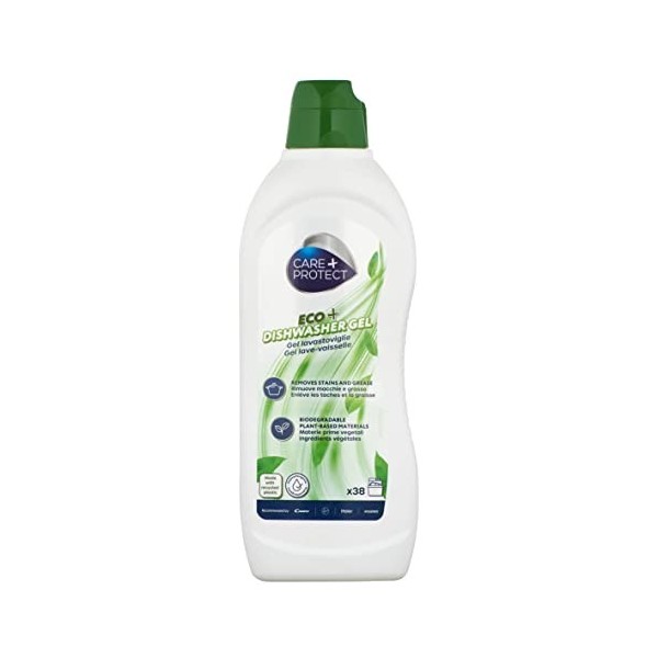 CARE + PROTECT Gel détergent ECO+ pour lave-vaisselle, Écologique, Hypoallergénique, sans Colorant ni Phosphate, Dégraissant 