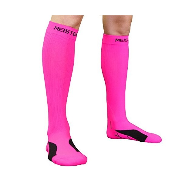 Meister Chaussettes de course pour tibias à compression graduées 20-25mmHg Paire - Rose - M