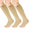 YUSHOW 3 Paires Bas de Contention Femme Zip Fermeture Eclair à Bout 15-20mmhg Ouvert Care Socks pour Veine Variqueuse, Oedeme