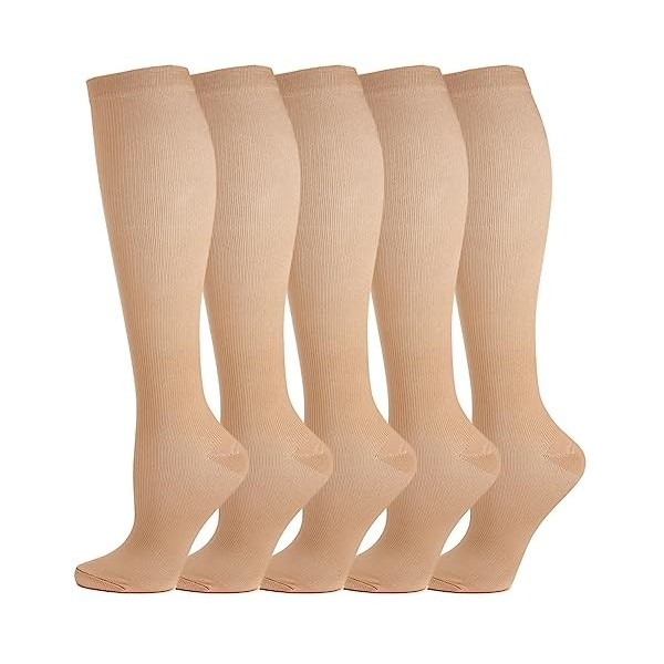 Weekend Peninsula Lot de 5 Paires Chaussettes de Compression Contention pour Hommes et Femmes, pour Running, Sport, Cyclisme,