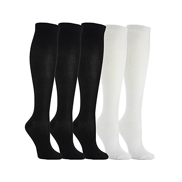 Weekend Peninsula Lot de 5 Paires Chaussettes de Compression Contention pour Hommes et Femmes, pour Running, Sport, Cyclisme,