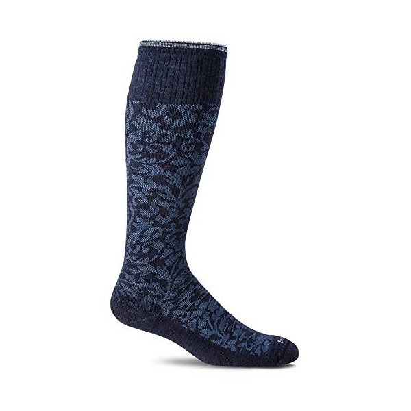 Sockwell Damask Navy Chaussettes de Compression Femme Taille, Bleu Marine damassé, M/L