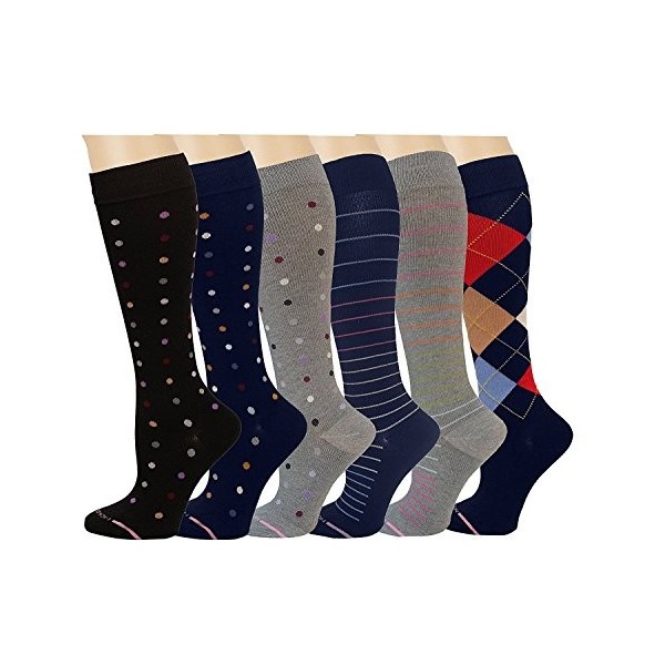 Lot de 6 paires de chaussettes de compression pour femme - Hauteur