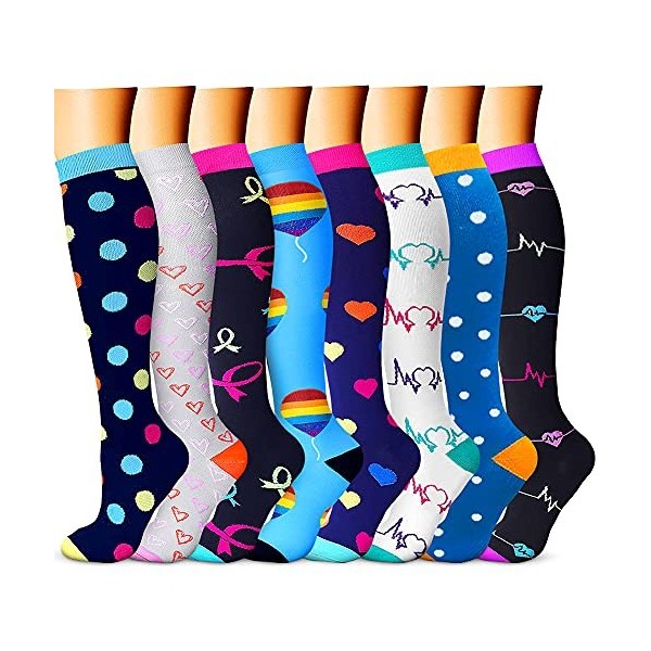 Chaussettes de compression en cuivre 7 Paires pour homme et femme – Meilleur pour la course à pied, sportifs, médicaux, DE 