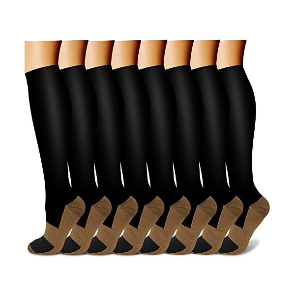 Chaussettes de compression en cuivre 7 Paires pour homme et femme – Meilleur pour la course à pied, sportifs, médicaux, DE 