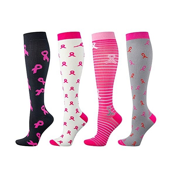 Chaussettes de compression pour femme infirmière, 2/3 paires Graduated 20-30 mmHg Genou Haut Bas Fit pour infirmière, médecin