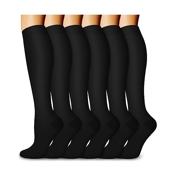 Aoliks Chaussettes de compression graduées pour homme et femme 20-30 mmHg - Idéales pour la course, les infirmières, les voya