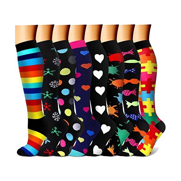 Chaussettes de compression 3/6 paires pour femmes et hommes, sport fasciite plantaire, soutien de la voûte plantaire, de la