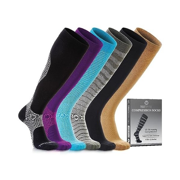 Treat My Feet Chaussettes compression haute pour femmes et hommes