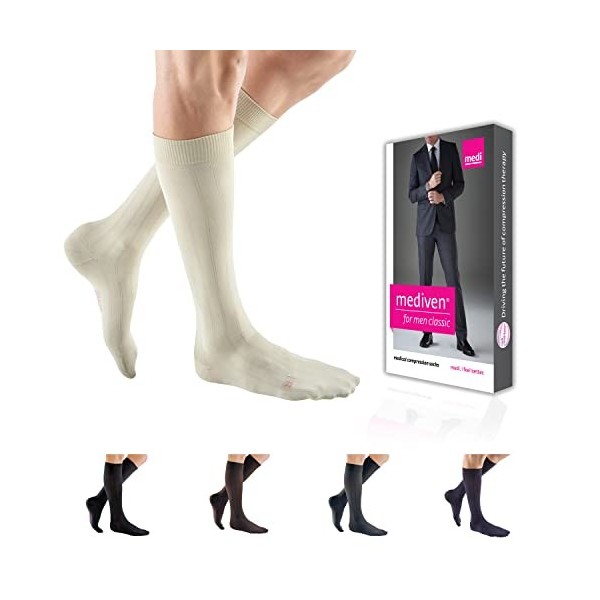 Medi for Men C140535 Chaussettes montantes classiques Noir 20-30 mmHg V Reg Chaussettes