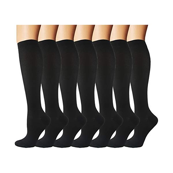 Lot de 6 paires de chaussettes de compression pour homme et femme 20-30 mmHg Chaussettes dallaitement athlétique voyage avio