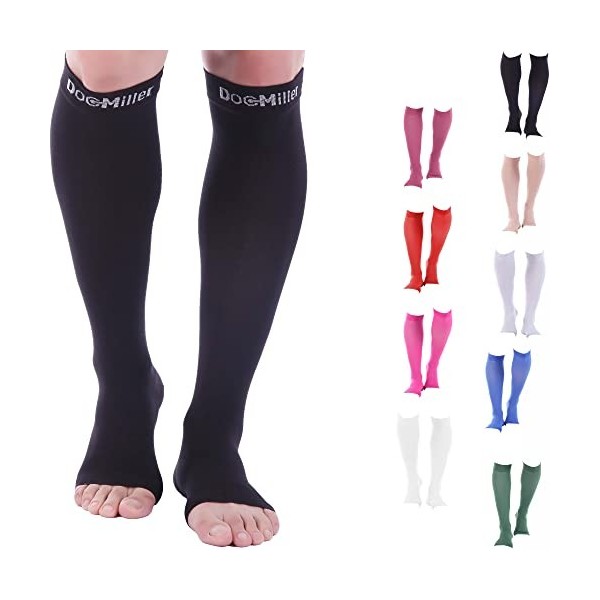 Doc Miller Bout ouvert Manchon de compression 1 paire 15–20 mmHg Soutien Ferme dégradé pression pour sports Running récupérat