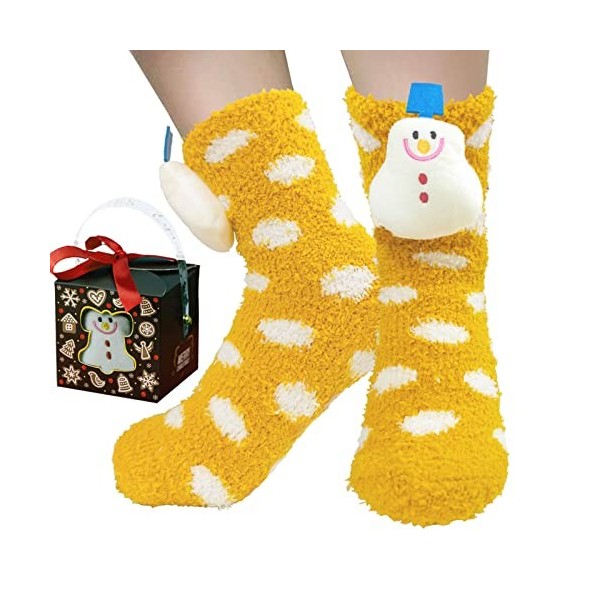 BINXWA idee cadeau femme chaussettes antidérapantes femme, chaussettes chaudes femme cadeaux noel, cadeau noel chaussettes fe