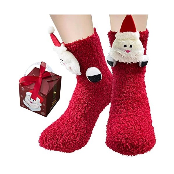 BINXWA idee cadeau femme chaussettes antidérapantes femme, chaussettes chaudes femme cadeaux noel, cadeau noel chaussettes fe