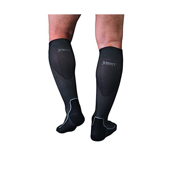 JOBST Chaussettes de compression graduées pour les amateurs de sport - Sport 15-20 mmHg Compression - Unisexe - Noir froid - 