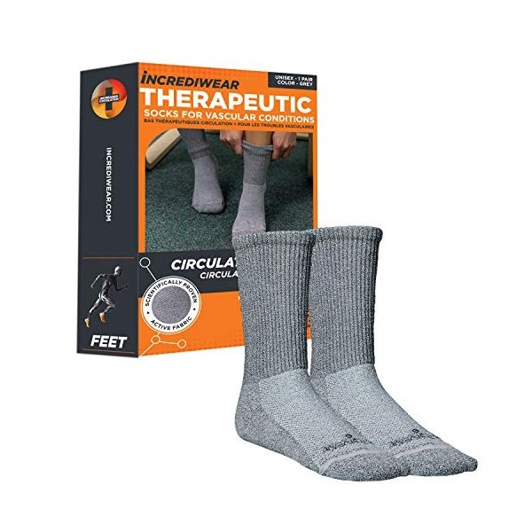 Incrediwear Chaussettes pour diabétiques en Porcelaine polymère, Mixte Adulte, Gris, X-Large