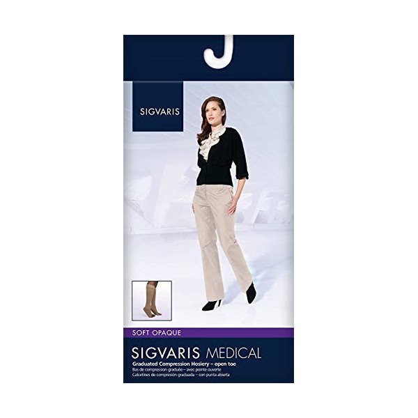 Sigvaris Soft Opaque 841CMSO35 15-20mmHg Open Toe, Calf Length Medium Short Women, Nude by Sigvaris