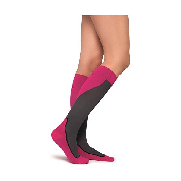 JOBST Chaussettes de compression de sport pour genouillères Rose/gris Taille L 20-30 mm