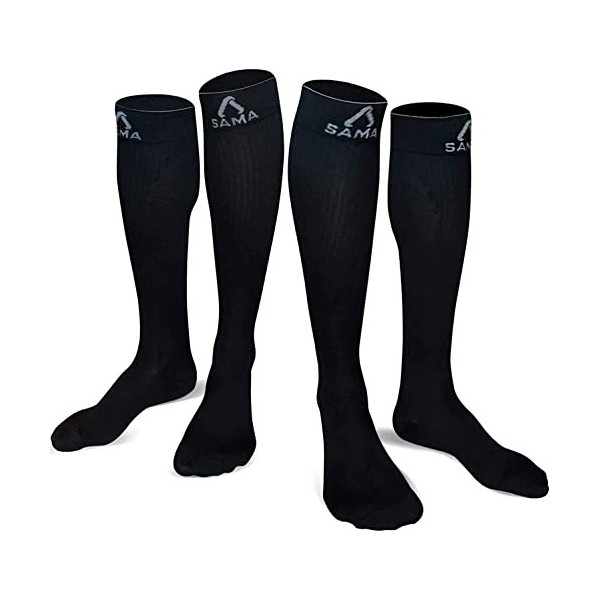 Chaussettes de Contention de Classe 2, 1 & 2 Paires de Chaussettes Homme ou Chaussettes Femme Type Bas de Contention pour lA