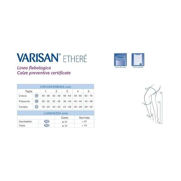 Cizeta Medicali VARISAN ETHERE1520 ATPA PO3C Chaussettes médicales Etheré classe 2 Collants de compression graduée 15-20 mmHg