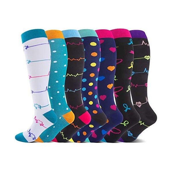 Jefshon Chaussettes de compression pour homme et femme, idéales pour le sport, la course, les voyages en avion, la grossesse,