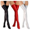 Femme Chaussettes Cuir Verni Hautes de Genou Clubwear Wetlook Collants Cuisse Haute Chaussettes Longues Violet