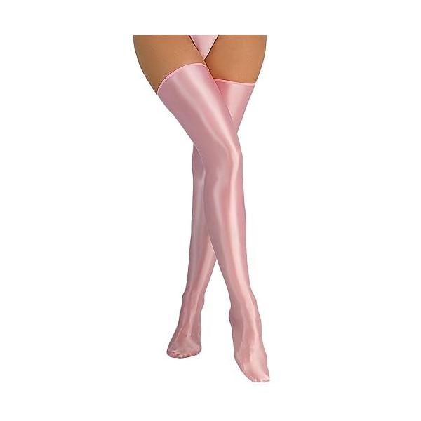 Femme Chaussettes Cuir Verni Hautes de Genou Clubwear Wetlook Collants Cuisse Haute Chaussettes Longues Violet