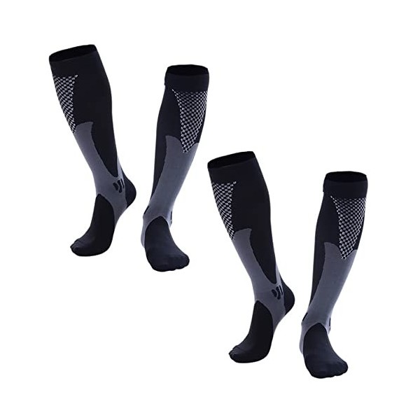 Lot de 2 paires de chaussettes de compression médicales graduées pour homme et femme 20-30 mmHg pour le sport, la course à pi