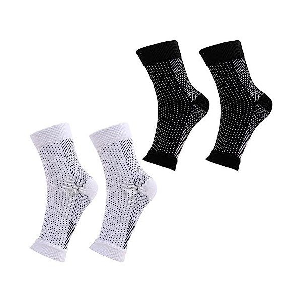 Chaussettes pour fasciite plantaire pour femmes, 2 paia Chaussettes de contention, Orthèse de soutien de la cheville pour ent