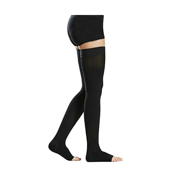 TOFLY® Bas de compression haute compression pour homme et femme paire , bout ouvert, opaque, soutien ferme 20-30 mmHg compre