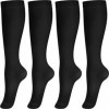 4 Paires Chaussettes de Compression pour Femmes Hommes Bas de Contention sans Couture pour Voyage Course Infirmières Sports V